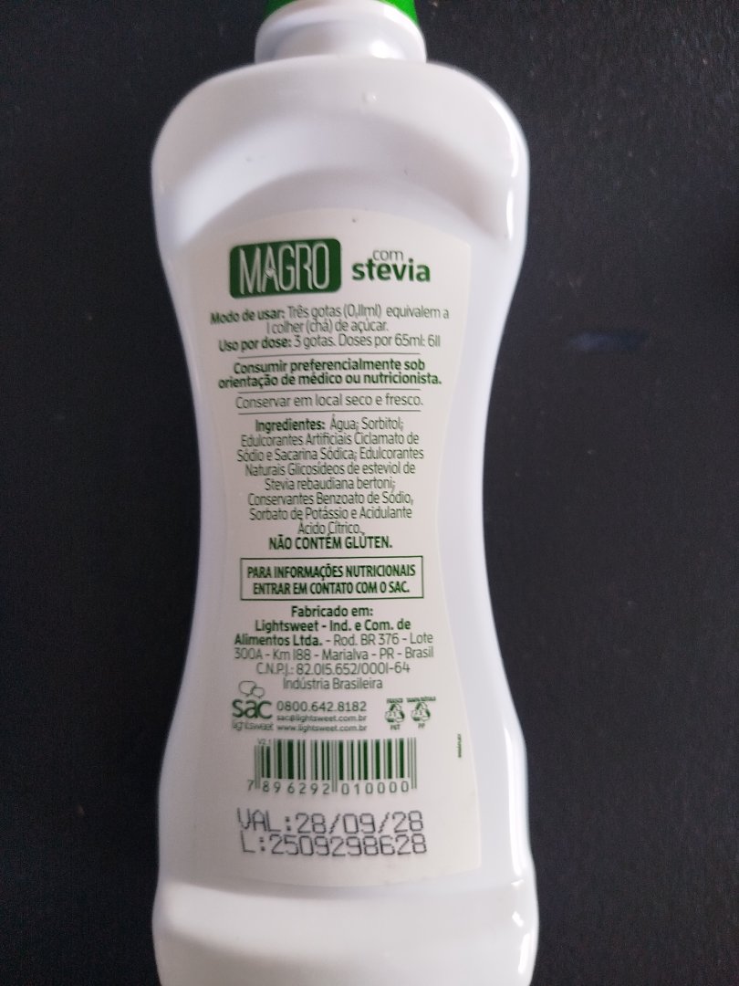 Adoçante Líquido MAGRO com Stevia