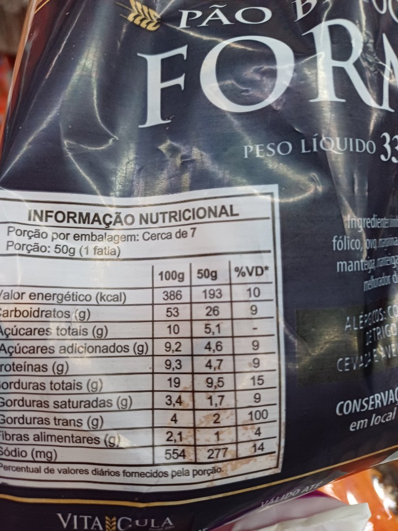 Pão de Forma Industrializado