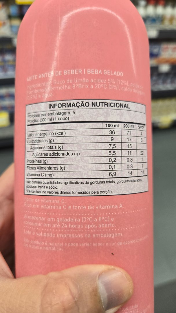 Suco de Limão e Framboesa
