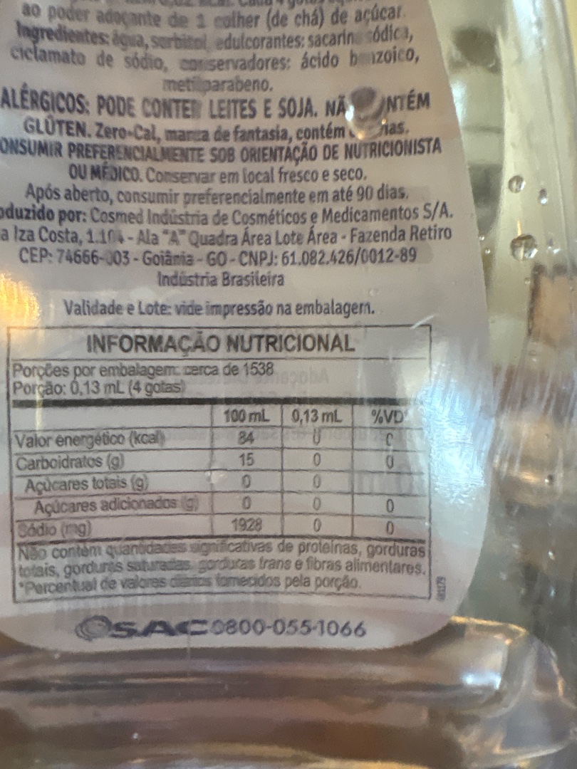 Adoçante Líquido Zero-Cal