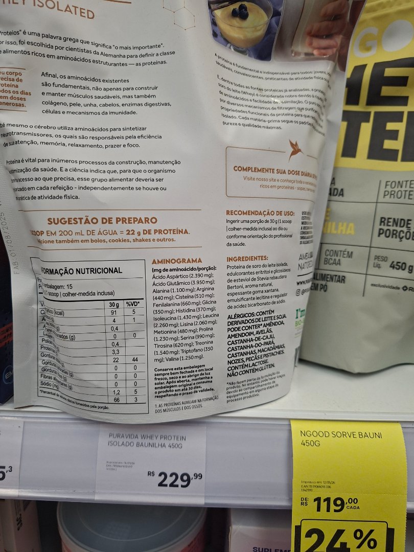 Puravida Whey Protein Isolado Baunilha