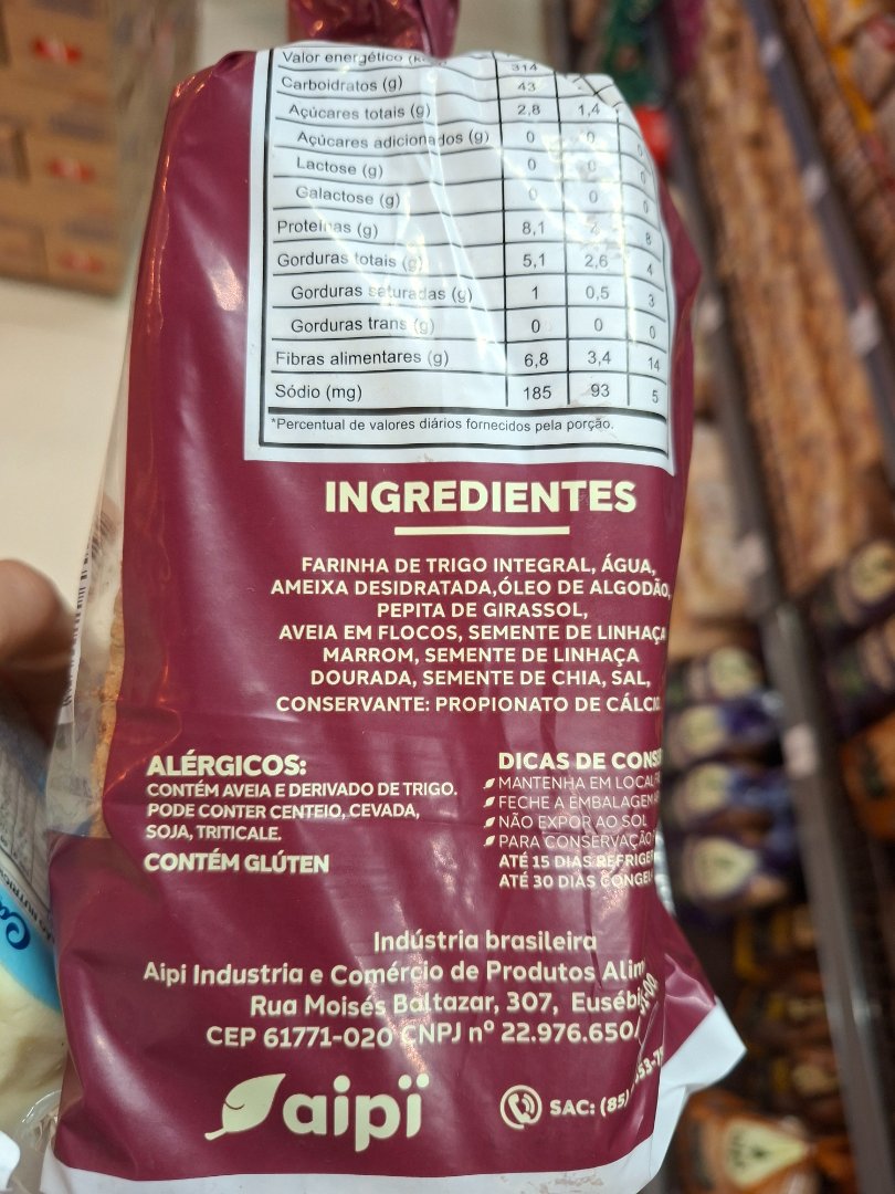 Pão Integral com Ameixa e Sementes Aipi