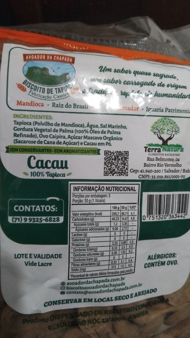 Biscoito de Tapioca Cacau - Avoador da Chapada