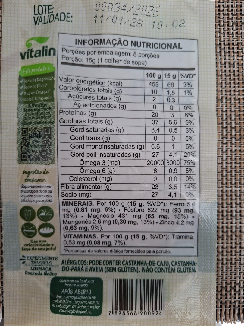 Linhaça Dourada Grãos Vitalin
