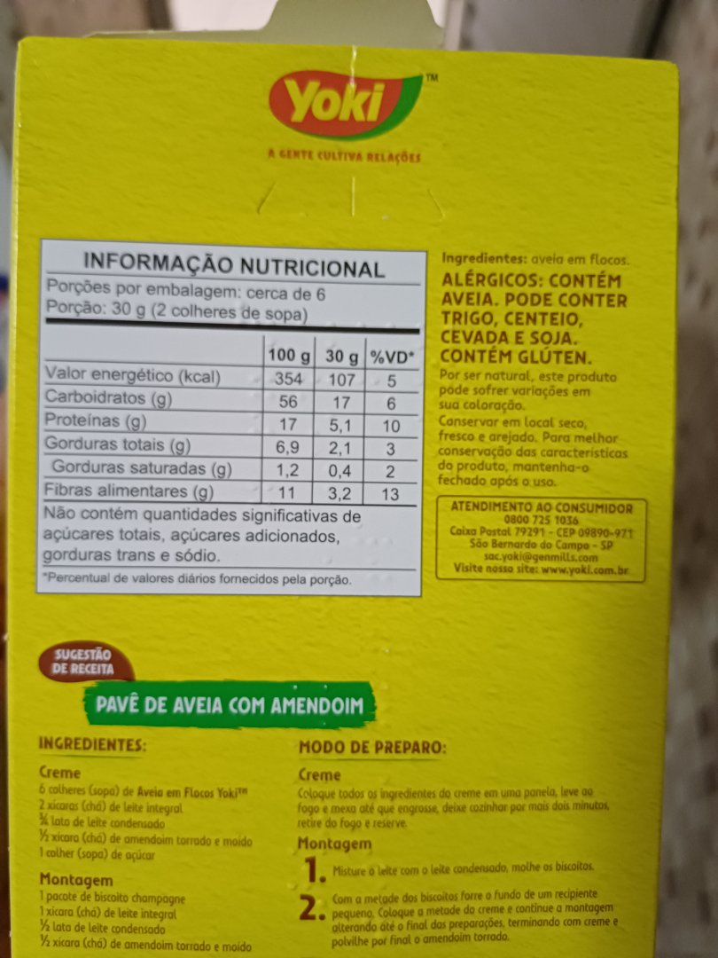 Aveia em Flocos Yoki