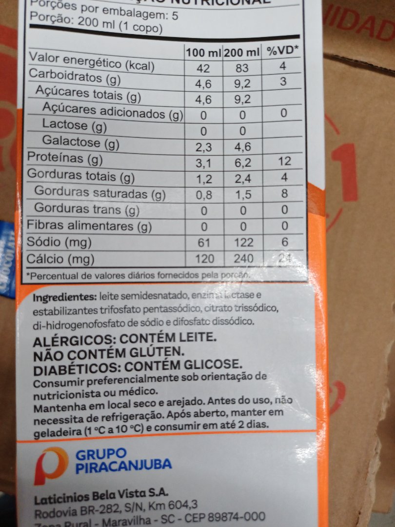 Leite Semidesnatado Zero Lactose Piracanjuba