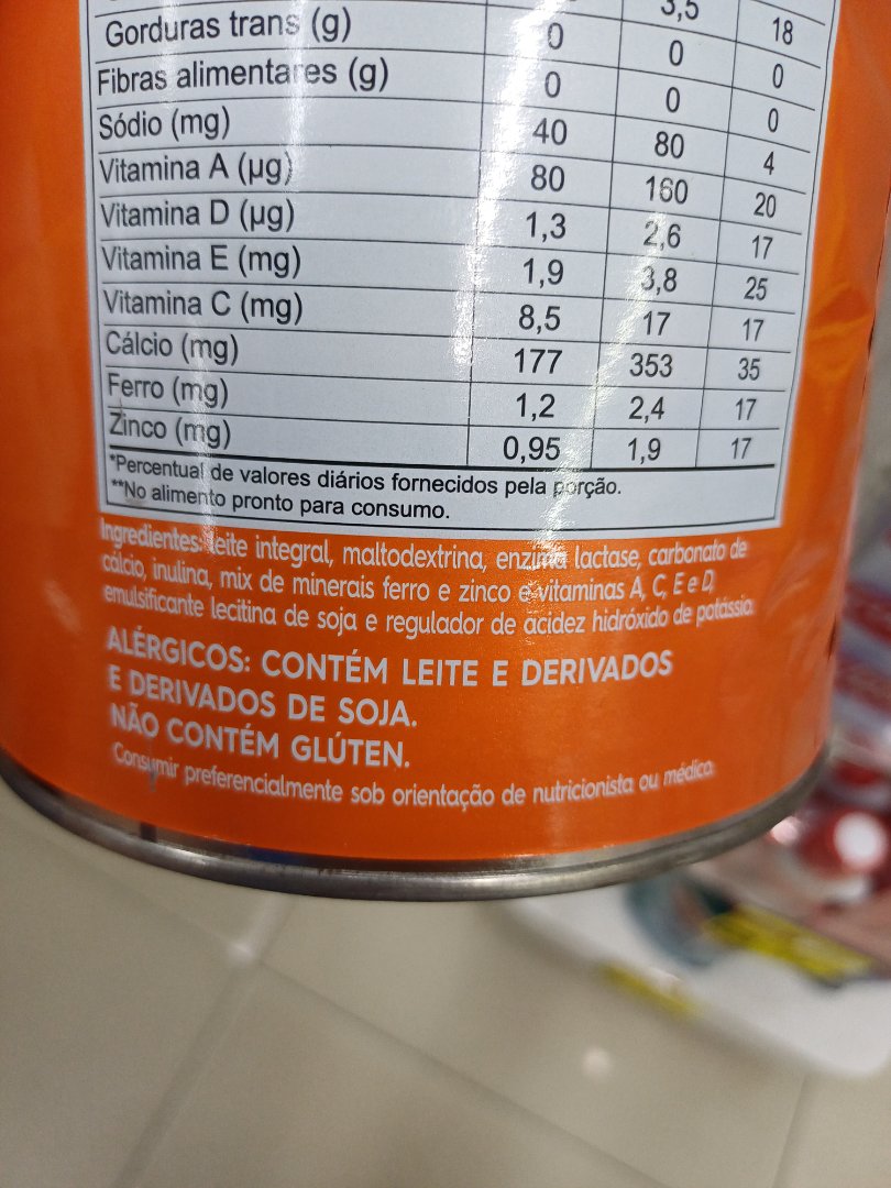 Leite em Pó Integral Sem Lactose Enriquecido
