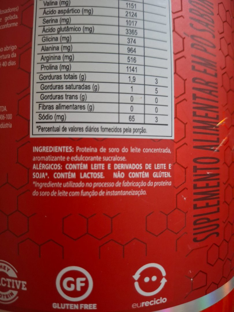 Suplemento Alimentar em Pó (Whey Protein Concentrado)