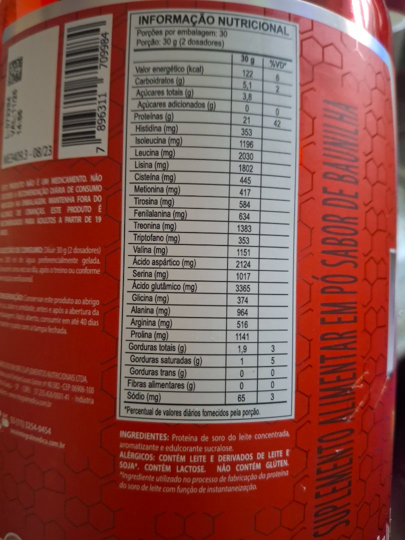 Suplemento Alimentar em Pó Sabor de Baunilha
