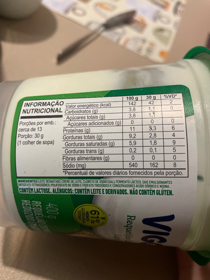 Requeijão Cremoso Light Vigor