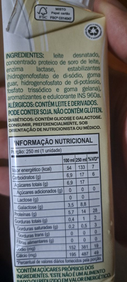 Bebida Láctea Proteica sem Lactose