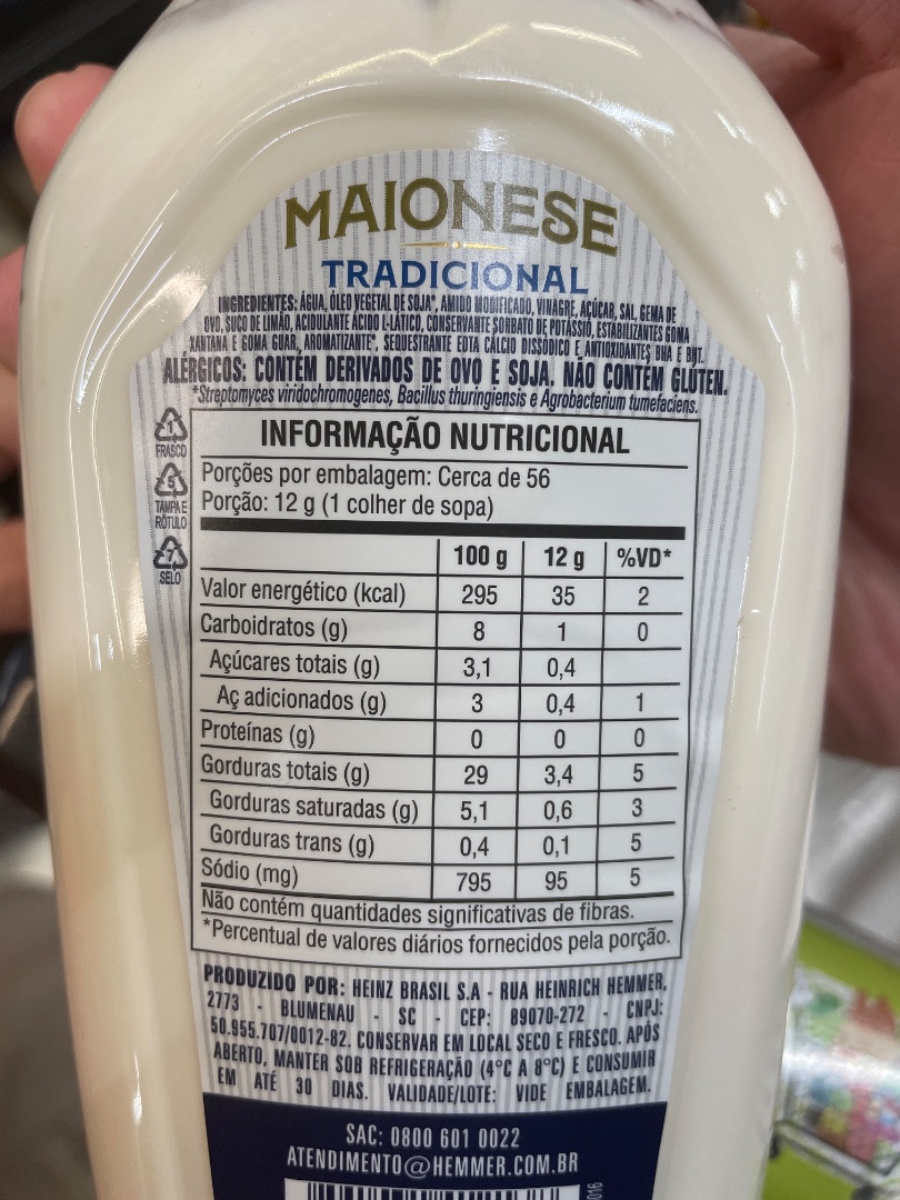 Maionese Tradicional Hemmer / Heinz