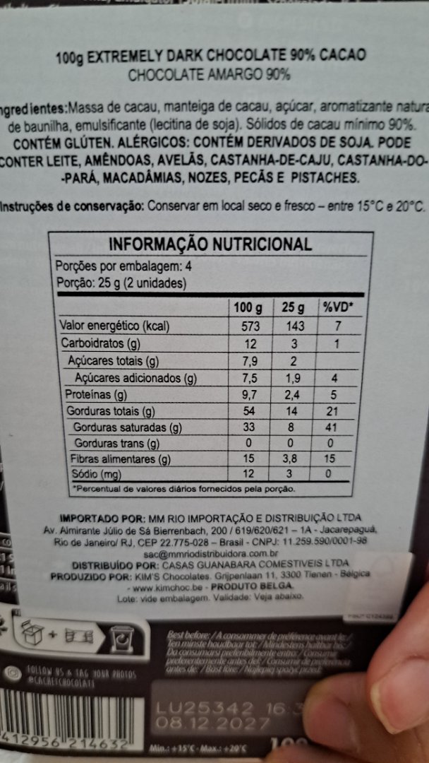 Chocolate Amargo 90% Cacao