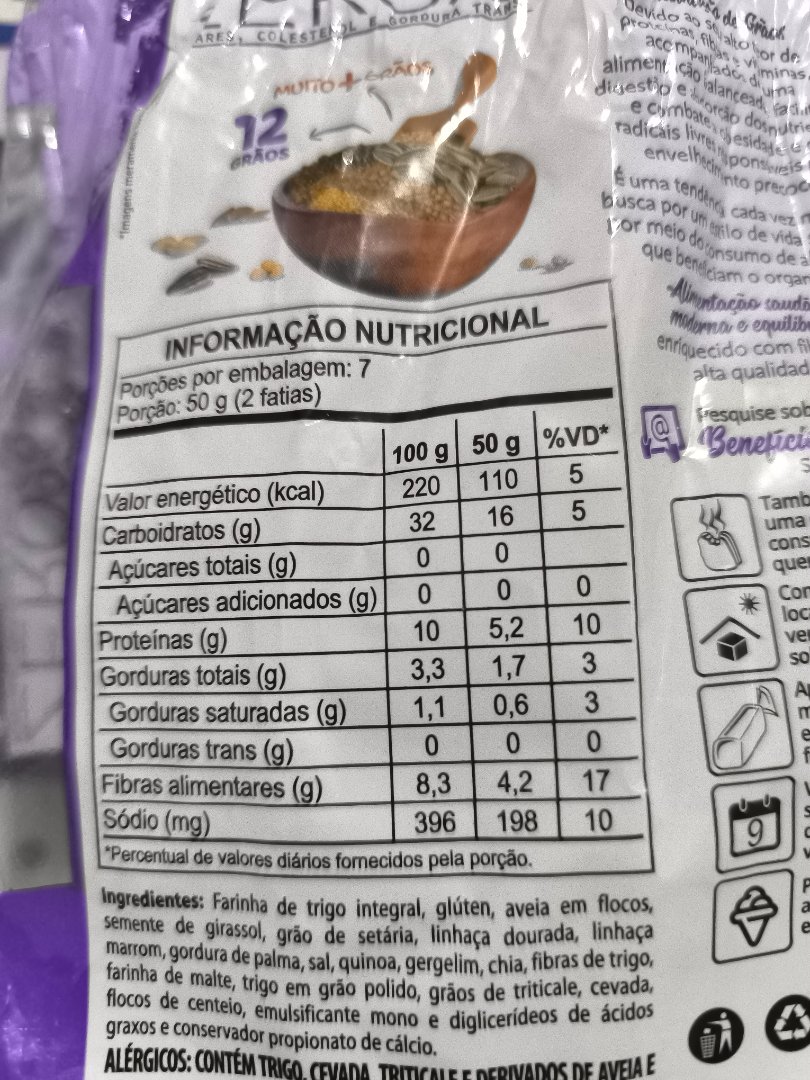 Pão de Forma Integral 12 Grãos