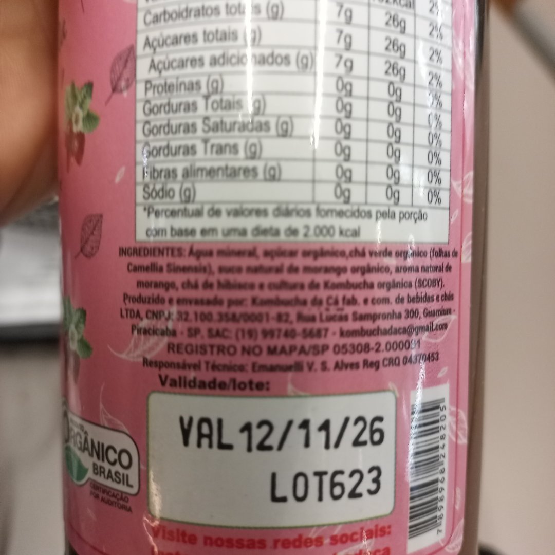 Kombucha Orgânica de Morango e Hibisco - Kombucha da Cá