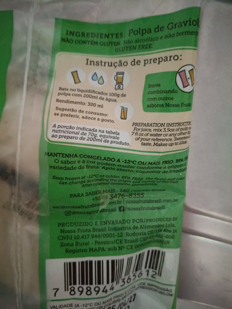 Polpa de Graviola Nossa Fruta