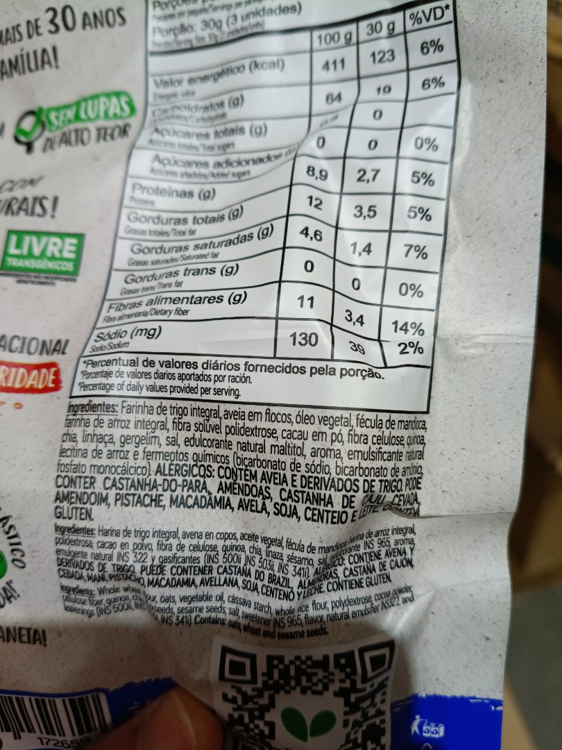 Biscoito Integral sem Adição de Açúcares
