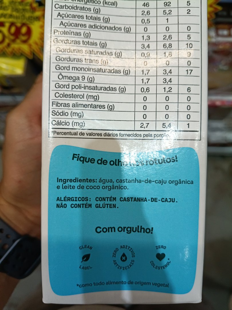 Bebida Vegetal de Castanha-de-caju e Coco