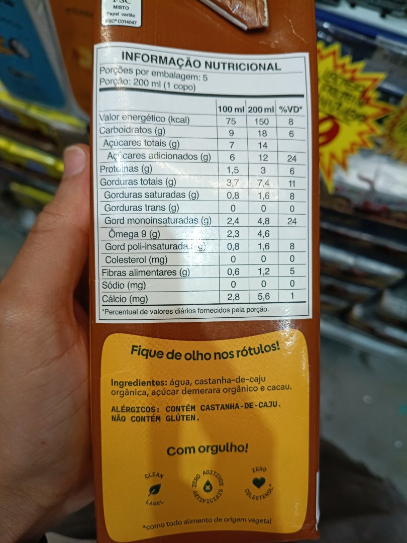 Bebida Vegetal de Castanha-de-Caju com Cacau