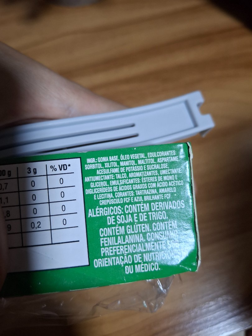 Goma de Mascar sem Açúcar