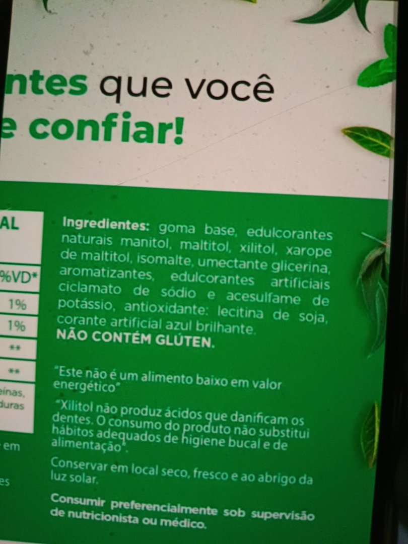 Goma de Mascar sem Açúcar