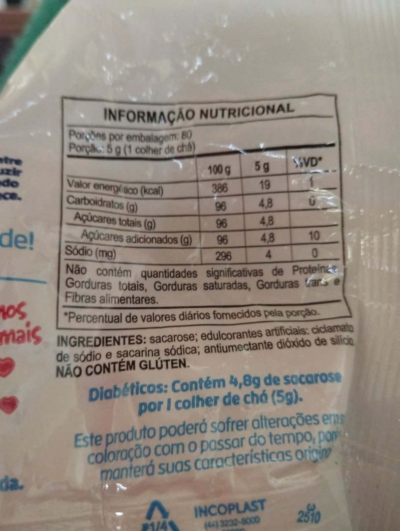 Açúcar Light / Adoçante Culinário com Sacarose