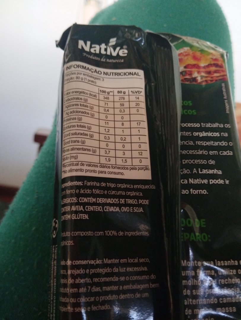 Massa para Lasanha Orgânica Native