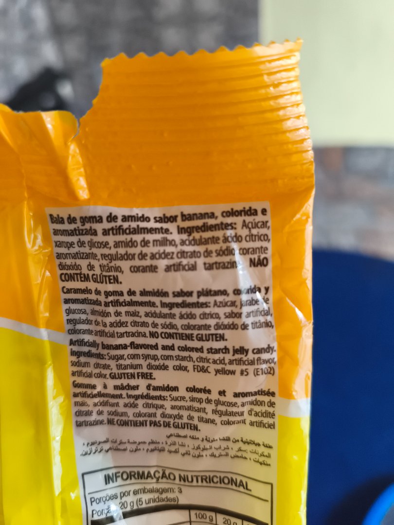 Bala de goma de amido sabor banana
