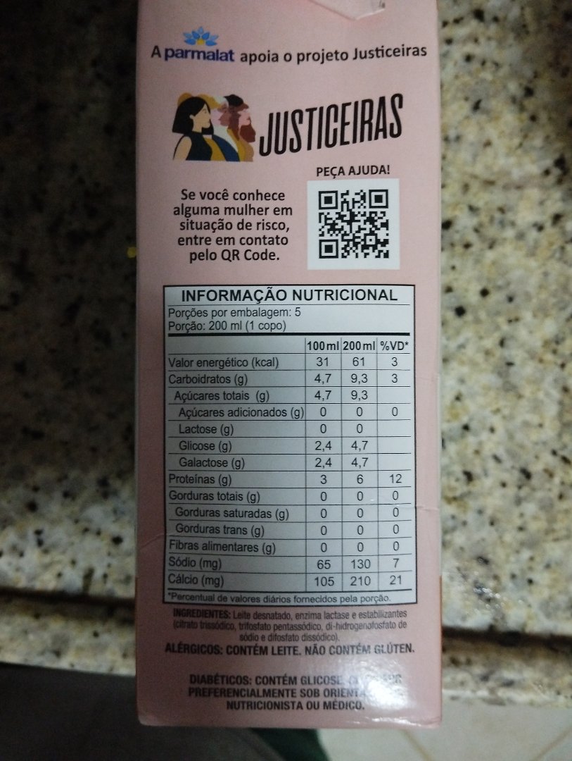 Leite Desnatado Zero Lactose Parmalat