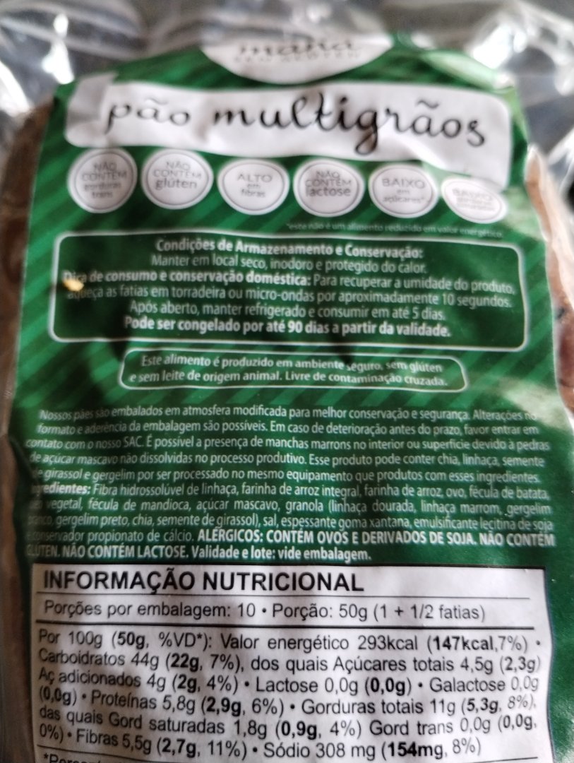 Pão Multigrãos Sem Glúten