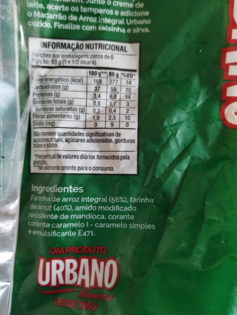 Macarrão de Arroz Integral Urbano