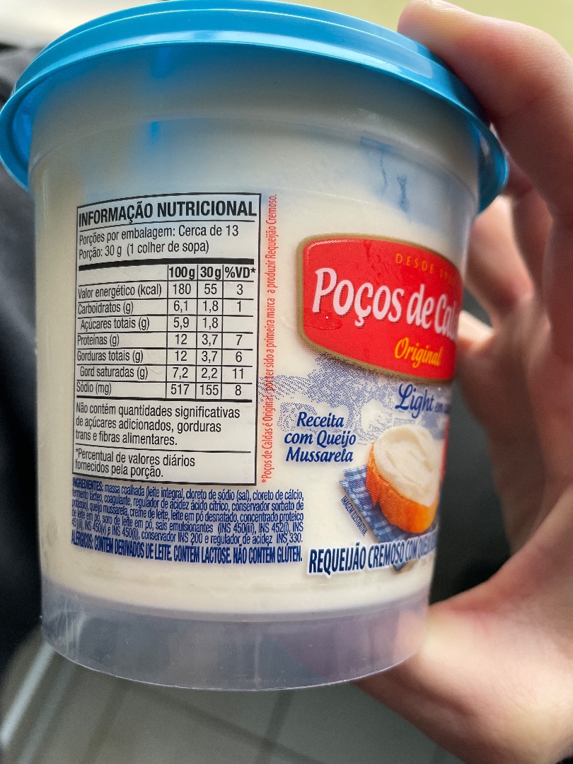 Requeijão Cremoso Light com Queijo Mussarela Poços de Caldas