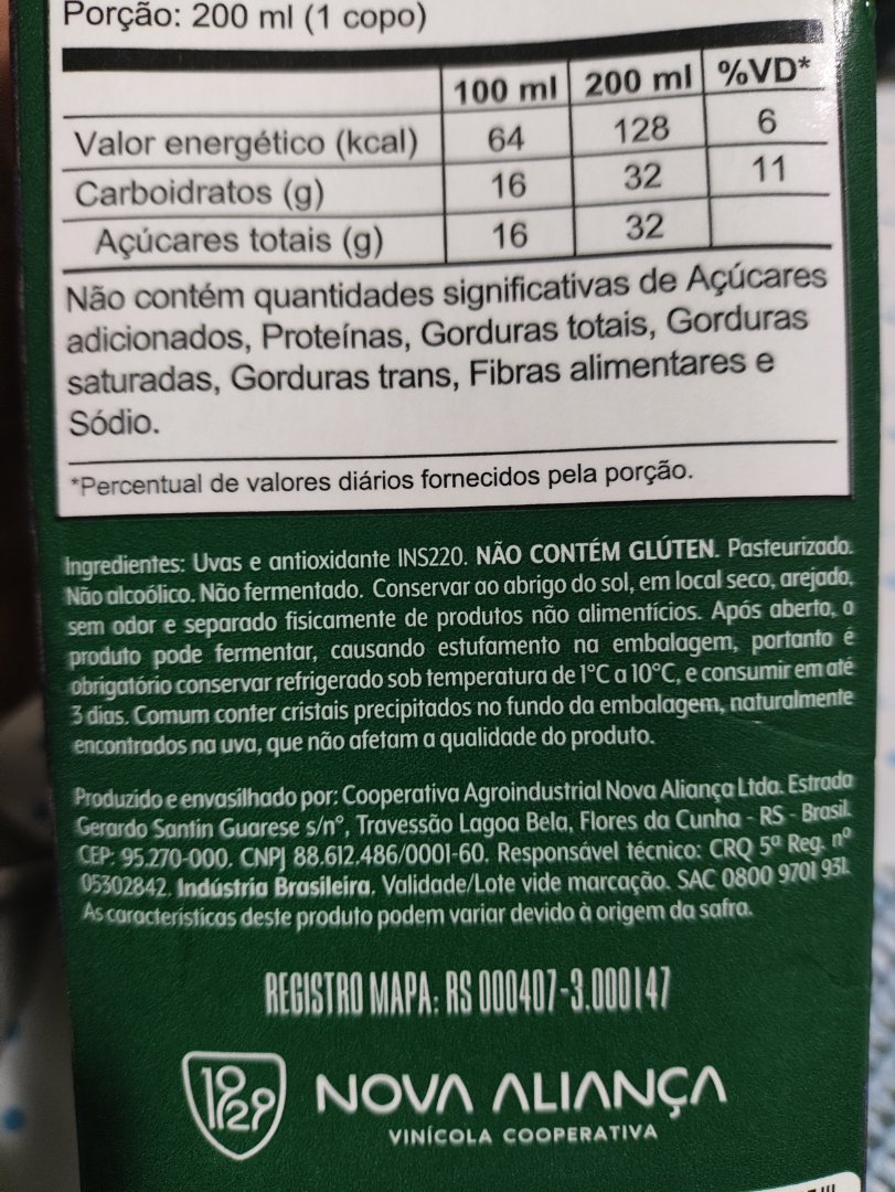 Suco de Uva Integral Nova Aliança