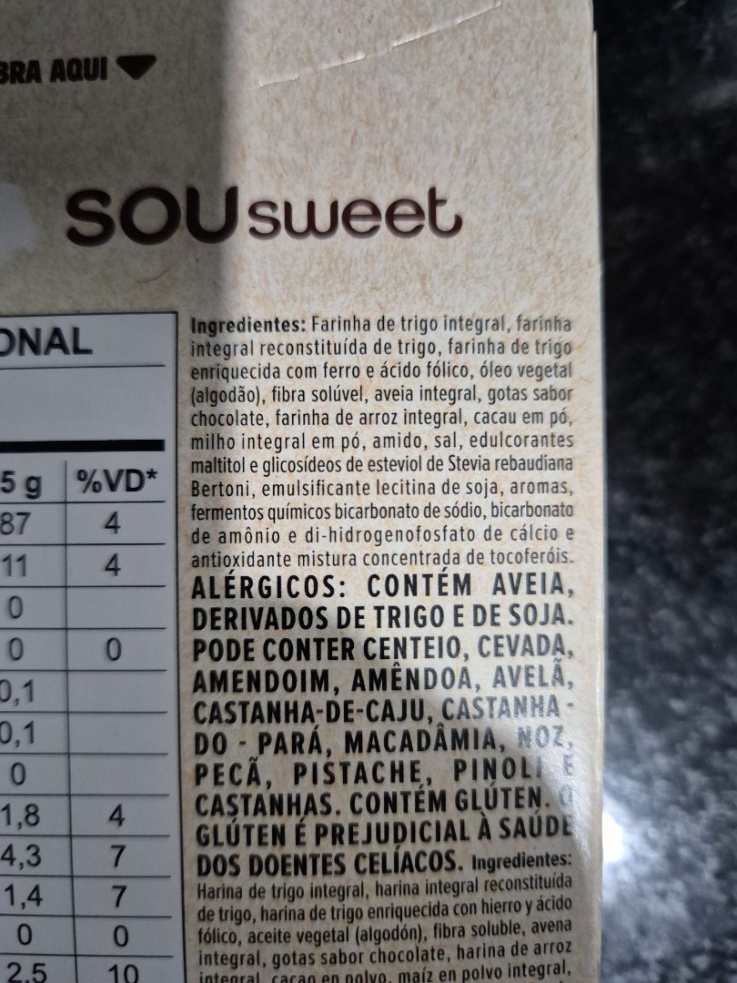 SOU sweet Biscoito Integral