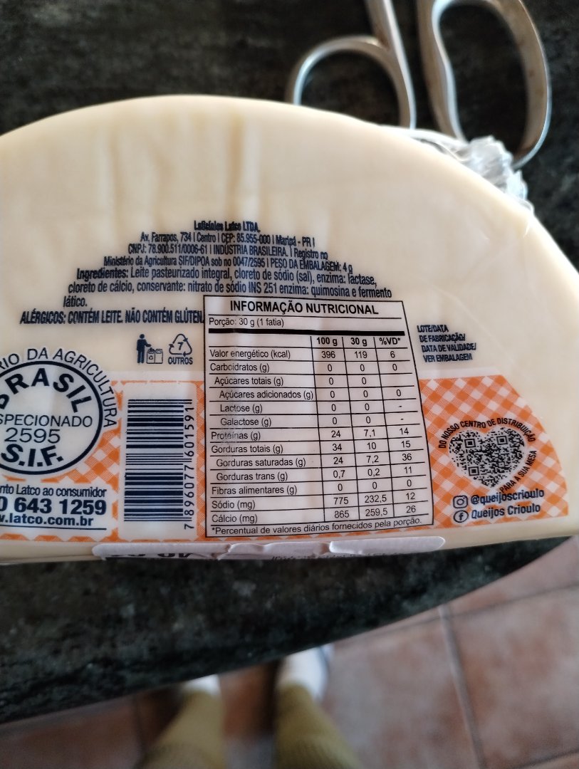 Queijo Crioulo Sem Lactose