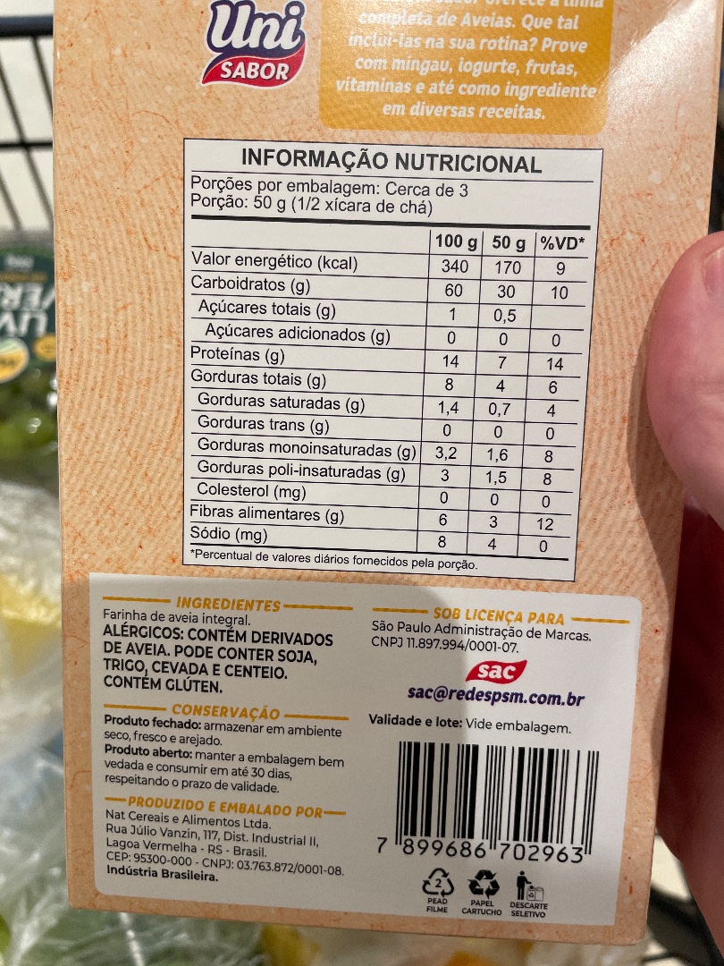 Farinha de Aveia Integral Uni Sabor