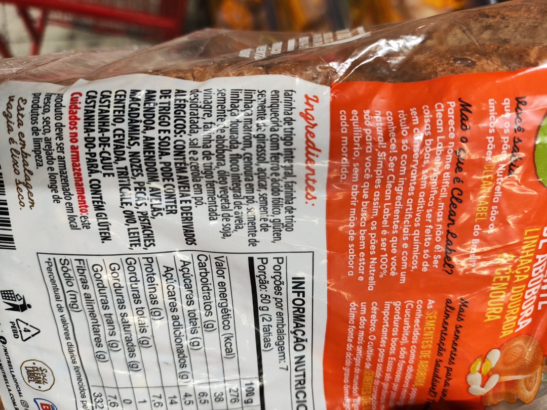 Pão Nutrella Sementes de Abóbora, Linhaça Dourada e Cenoura