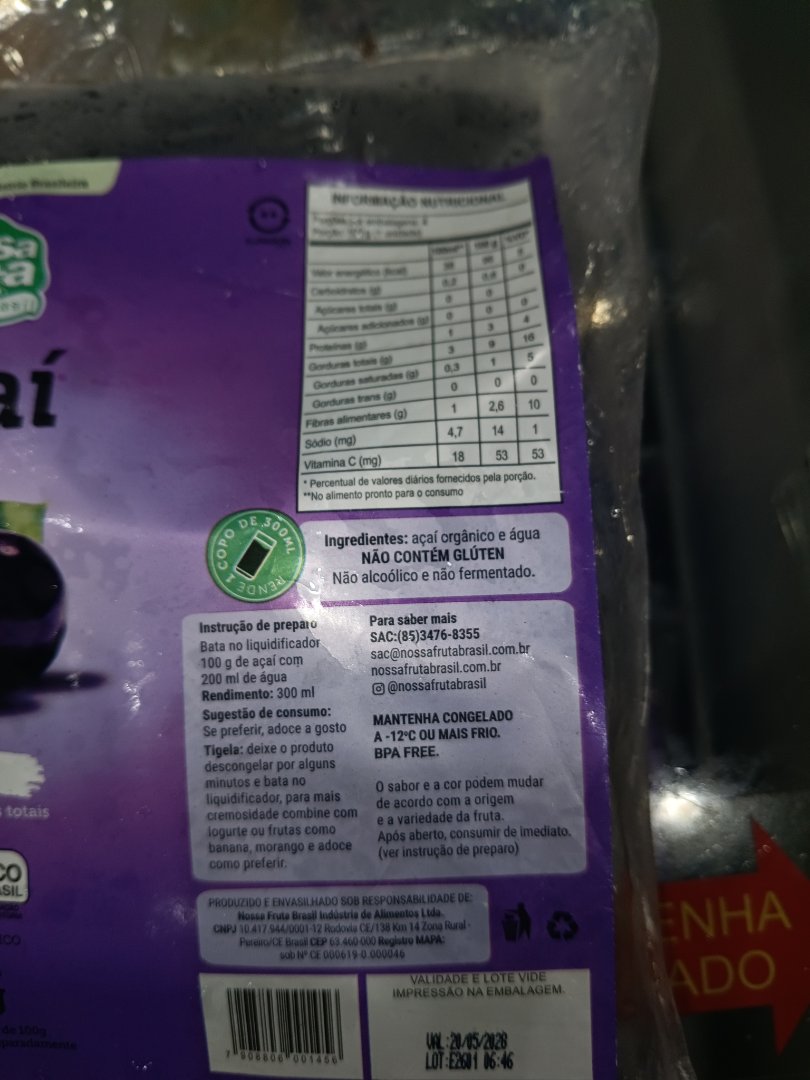 Açaí Orgânico Nossa Fruta Brasil