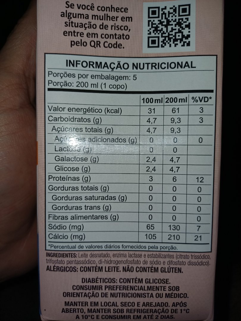 Leite Desnatado Zero Lactose