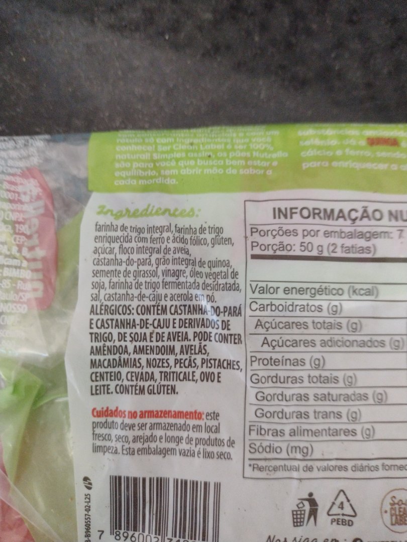 Pão Nutrella Clean Label Grãos e Castanhas