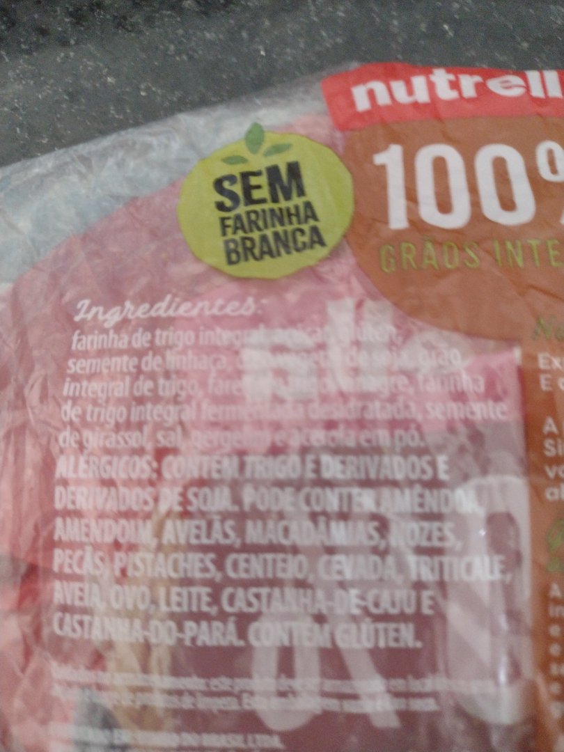 Pão Nutrella 100% Grãos Integrais
