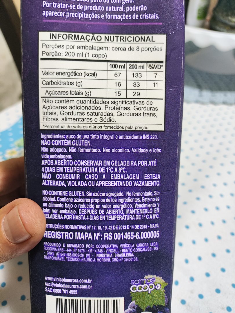 Suco de Uva Tinto Integral Aurora