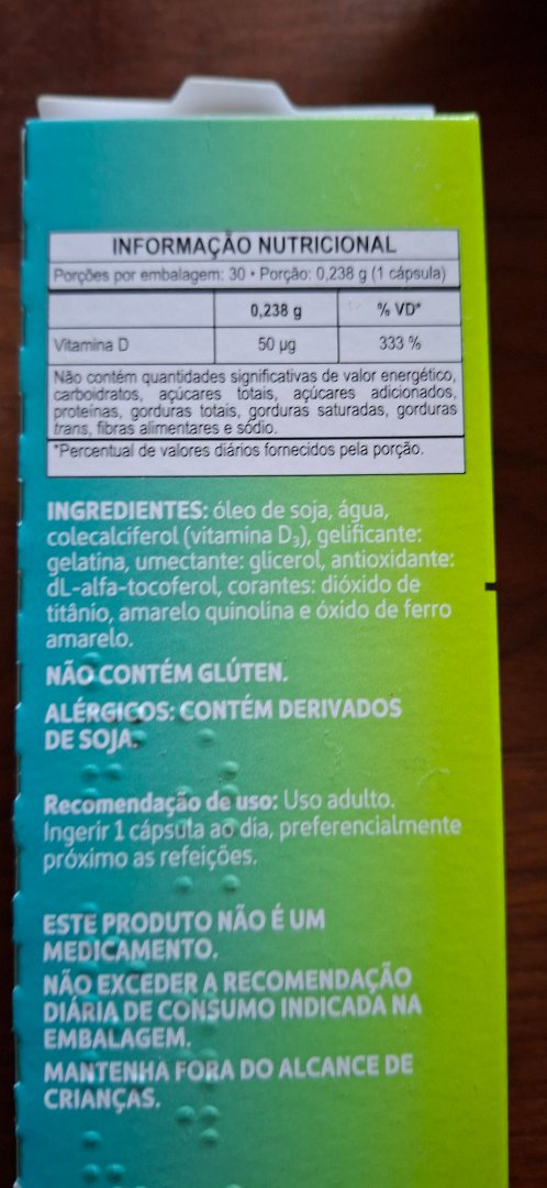Suplemento Alimentar de Vitamina D3 (50 µg / 2.000 UI)