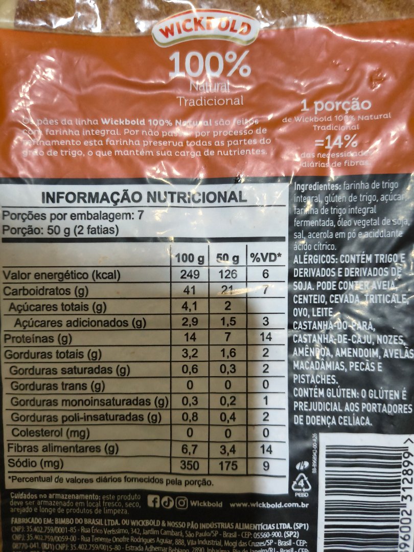 Pão de Forma Wickbold 100% Natural Tradicional