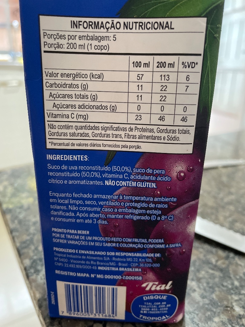 Suco Misto de Uva e Pera Tial 100%