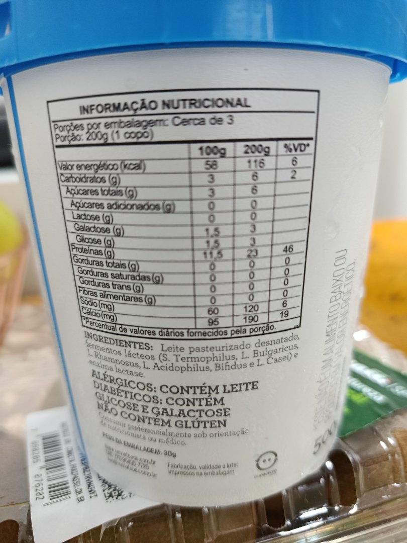 Iogurte Natural Desnatado Sem Lactose