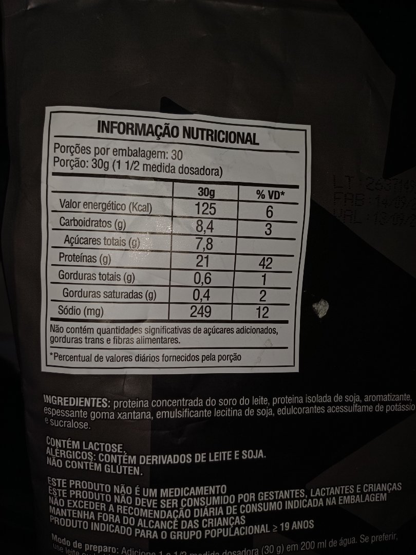 Suplemento Proteico em Pó (Whey Protein e Soja)