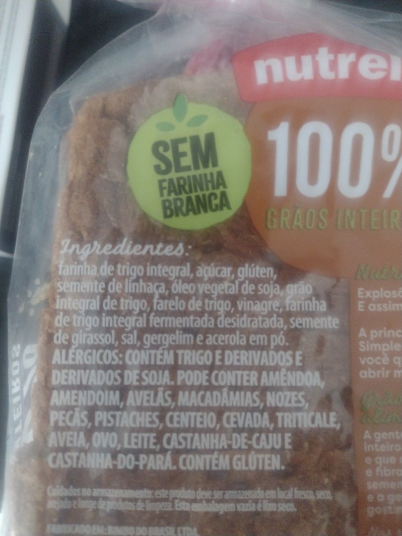 Pão Integral Nutrella 100% Grãos Inteiros