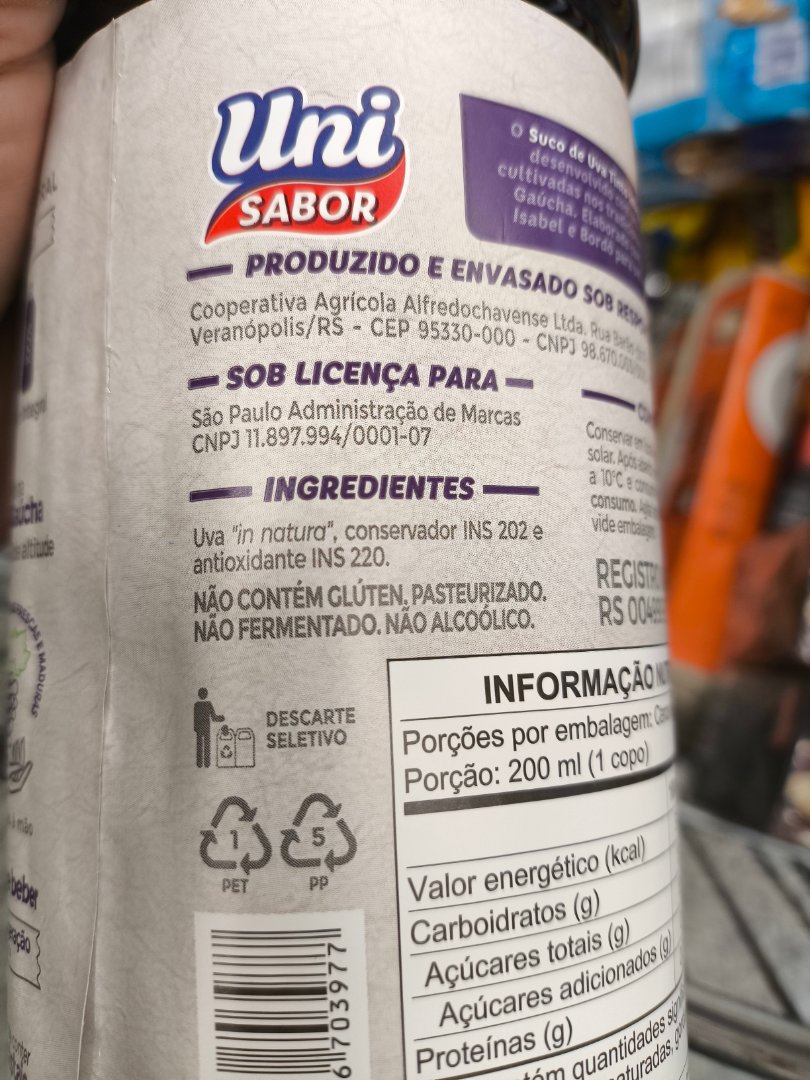 Suco de Uva Tinto Uni Sabor