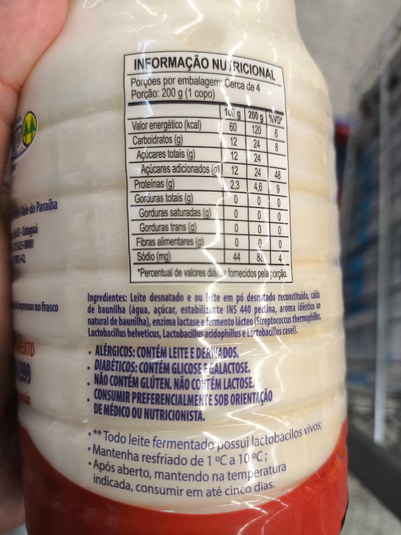 Leite Fermentado Desnatado Sabor Baunilha Zero Lactose